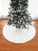 2023圣诞节白色圣诞树树裙短毛绒雪花圆形垫子地毯围裙圣诞装饰品