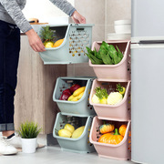 居家家厨房用品置物架落地多层零食储物篮塑料家用大全蔬菜收纳筐