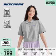 skechers斯凯奇2024春夏女针织，polo衫短袖凉感落肩舒适休闲