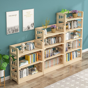 简易书架实木置物架落地客厅经济型原木学生书柜家用儿童收纳书架