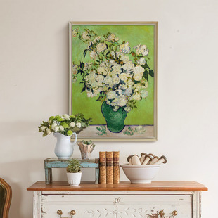 上品印画梵高花卉，17幅白玫瑰欧式客厅餐厅，装饰画墙壁画挂画