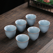 汝窑茶杯单杯主人杯开片可养陶瓷，家用小茶碗，功夫茶具泡茶盏品茗杯