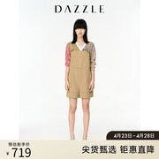 DAZZLE地素奥莱 春夏卡其色休闲运动直筒工装背带裤连体裤女