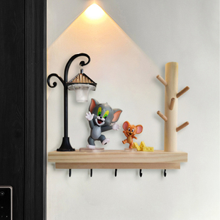 猫和老鼠卡通入户门，挂钩装饰挂架玄关，钥匙收纳置物架墙面墙上创意