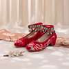 绣花鞋女结婚中式复古中国红色，民族风女鞋，手工珍珠刺绣高跟旗袍鞋