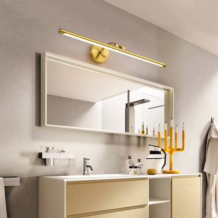 全铜长条led镜前灯，现代简约梳化妆台简欧美式浴室，卫生洗手间灯具