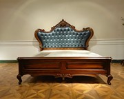 DB8815美式古典床纯实木真皮床大美简美定制床别墅主卧白色定制