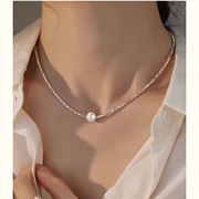 天然淡水珍珠项链女镀银碎银几两，碎银子风，ins小众设计感锁骨链女