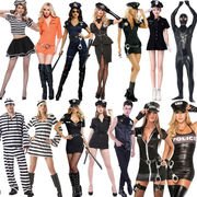男女警装酒吧万圣节派对ds演出服装女警察制服囚犯角色扮演囚服装