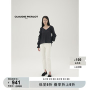 CLAUDIE PIERLOT Outlet女装深蓝色荷叶边上衣CFPTO00848