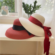 法式大檐草帽女赫本风灯，罩帽防晒太阳帽夏天遮阳度假海边沙滩帽子