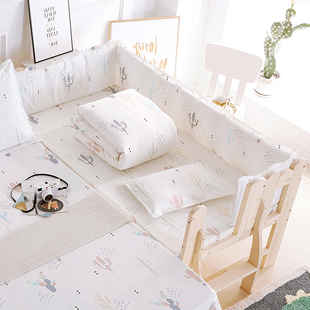 儿童床围套件纯棉软包防撞挡布宝宝拼接床床品四季婴儿小床上用品