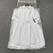外贸欧美单　时尚品牌夏季可挽短袖单排扣修身大码白色连衣裙