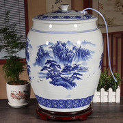 景德镇陶瓷水缸米缸30/50斤家用纯净水机泡茶抽水储水罐冷热水壶