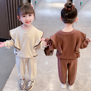女童蝙蝠衫套装秋装韩版洋气女宝宝休闲卫衣两件套儿童春秋装长裤