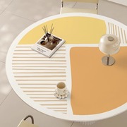 圆形餐桌奶油风桌布防水防油防烫隔热皮革材质客厅茶几桌面茶杯垫