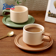 bincoo咖啡杯马克杯高颜值撞色高档精致套装陶瓷，拿铁咖啡杯碟家用