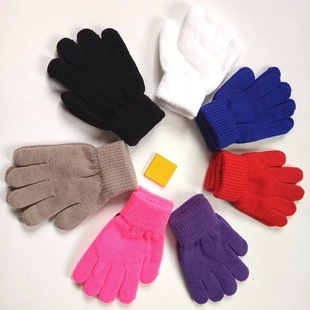 秋冬季宝宝手套儿童手套，保暖4-12岁男童女童，针织毛线五指款小手套