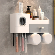 卫生间置物架壁挂免打孔浴室牙刷，牙膏收纳墙上化妆品梳子卫浴器