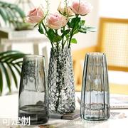 简约创意玻璃花瓶透明仿真花套装，水培鲜花水养植物，客厅装饰插花瓶