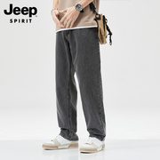 jeep黑色牛仔裤男夏季薄款宽松直筒，2024美式高街休闲长裤子潮