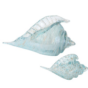现代轻奢海洋风蓝色透明海螺造型台面玻璃摆饰家居软装饰品摆件 F