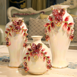欧式花瓶摆件客厅陶瓷仿真花套装创意家居装饰品乔迁新居结婚