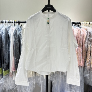 !白色新中式国风复古立领，女蝙蝠袖，衬衫百搭别致打底上衣