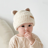 宝宝帽子冬季韩版男女童婴儿，毛绒帽(毛绒帽，)针织保暖护耳秋冬款儿童毛线帽