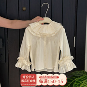 女童衬衫秋装2023韩版儿童装长袖衬衣小女孩时尚，内搭打底上衣