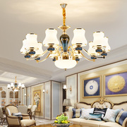客厅陶瓷吊灯现代简约欧式奢华大气，餐厅吊灯简欧卧室美式吸顶灯具
