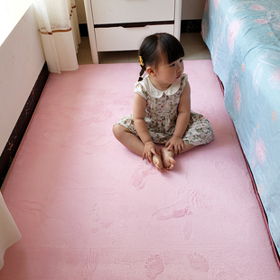 粉色ins卧室床边珊瑚绒，地垫客厅茶几地毯可爱房间，满铺儿童爬行垫