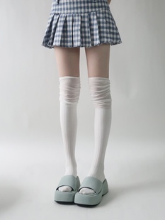 陆甜茶袜子女长筒袜春秋，搭长靴过膝袜韩国大腿，袜拼接堆堆袜