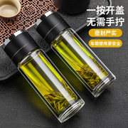 茶水分离杯-PAMY一键开盖 玻璃杯可车载水杯男士双层泡茶杯