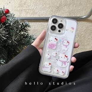 hello studios流沙kitty手机壳15promax/14适用苹果15pro/4promax/13/12/15圣诞