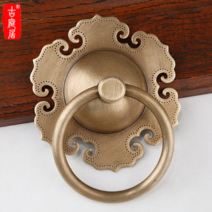 中式仿古木门拉手老式黄铜门环，复古实木大门，门把手古铜拉环拉手