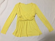 外贸原单德国品牌coll*ine黄色莫代尔褶皱长袖，t恤舒适精致柔美