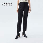 LANCY/朗姿2023秋季职业西装裤女工作西裤黑色直筒职业裤子