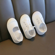 2023春秋季女白色童鞋幼儿园校园表演小白鞋儿童帆布鞋男童休闲鞋