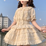 洛丽塔裙lolita内搭长袖娃娃领泡泡袖白衬衫短袖衬衣上衣女款夏季