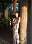 floating醋酸亚麻鎏金质朴设计感飘带，无袖连衣裙女夏季气质长裙