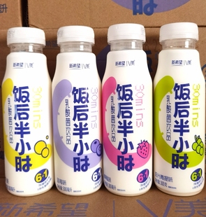 新希望V美香蕉牛奶饭后半小时花香果乳百香果葡萄饮品300ml×6瓶