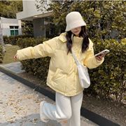 黄色连帽短款羽绒服女2023冬季小个子白鸭绒洋气宽松加厚外套