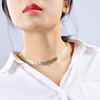 奢华闪亮S925纯银项链女意大利三色彩银六线编织时尚银饰锁骨颈链