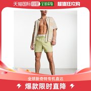 香港直邮潮奢asos男士，设计紧身短款绿色短裤