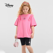 迪士尼女童甜美宽松中长款短袖T恤+打底裤套装儿童夏季两件套时尚