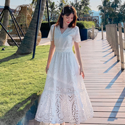 白色连衣裙超仙裙子海边度假蕾丝海滩长裙巴厘岛沙滩裙