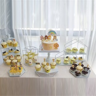 欧式白色甜品台摆件展示架，婚庆蛋糕架子，下午茶点心架甜点糕点托盘