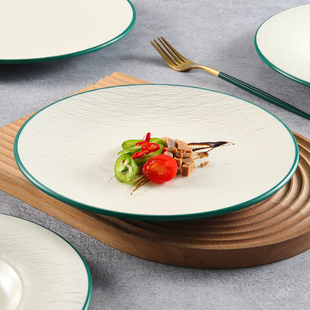 密胺盘子商用仿瓷北欧圆盘平盘牛排餐盘西餐盘意面盘沙拉碟子摆盘