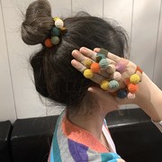 韩国儿童网红少女，可爱豆豆橡皮筋发圈头绳，女宽边扎头发高弹力发绳